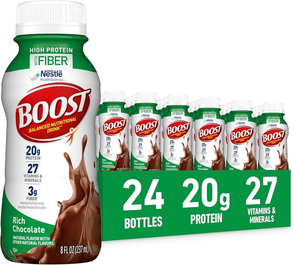 BOOST High Protein with Fiber Ready to Drink Complete Nutritional Drink, Rich Ch