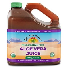 Aloe Vera Juice 128 Fl Oz – Preservative Free Whole Leaf Drink with Cup