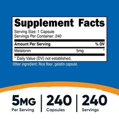 Nutricost Melatonin 5mg, 240 Capsules – 5mg Per Serving, Non-GMO, Gluten Free