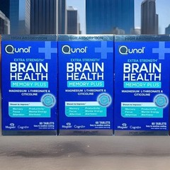 LOT 3 QUNOL EXTRA STRENGTH BRAIN HEALTH MEMORY PLUS SUPPLEMENT 60 X3 180 TABS!!