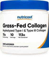 Nutricost Grass-Fed Collagen Powder 4 oz (Unflavored) – Gluten Free and Non-GMO
