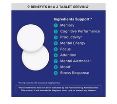 Qunol Brain Health Memory Plus Chewable Tablet with B6, Magnesium L-Threonate