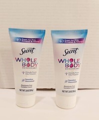 Secret Whole Body Deodorant Cream Lot of 2, Sensitive/Unscented 3oz Ea New