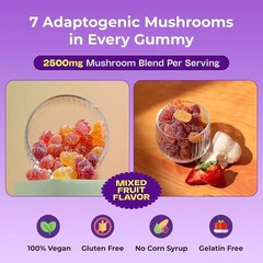 Drops of Nature Mushroom Gummies Lion’s Mane Ashwagandha 80ct Vegan EXP 02/27