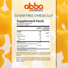 Abba Vitamins Omega Gummy Natural Flavors & color Flaxseed Oil based Star Kosher