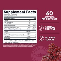 Nutricost Energy Drink Powder Grape 60 Servings – Pre Workout Supplement