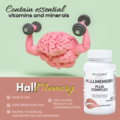 HALLMEMORY – Concentration – Focus – Multivitamin – Natural Supplement – 60 cap
