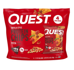 Quest Tortilla Style Protein Chips, Ques19g Protein,Pizza Flavor,1.1oz Bags,4 ct
