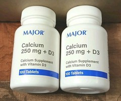 Calcium Supplement 250 mg w/Vitamin D3 200 Tablets Total Exp. 5/27 Major Brand