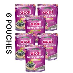 6 Packs FITGUM Acai Berry Drink Powder w/ Chia & Collagen – 60 Sachets