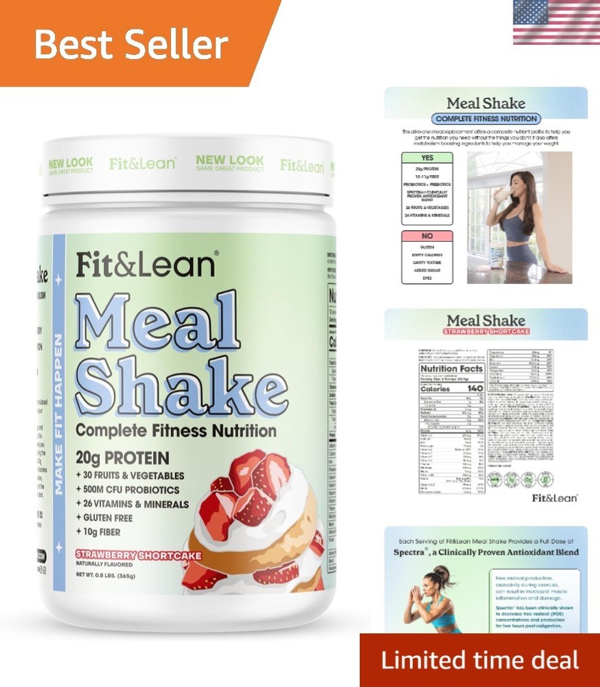 Strawberry Shortcake Meal Shake – 28 Superfoods, 11g Fiber for Weight Management