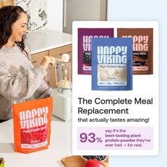 Happy Viking PlantBased Protein Powder +100 Superfoods Strawberry Meal Replac…