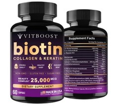 Biotin with Hyaluronic Acid, Collagen & Keratin – 25000 mcg Hair Growth Vitamins