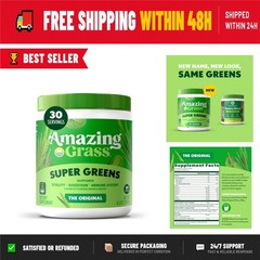 Amazing Grass Super Greens Powder – Organic Smoothie Supplement – 30 Servings