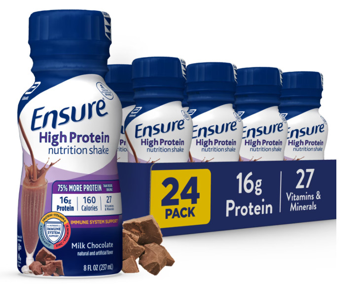 Ensure High Protein Nutrition Shake Milk Chocolate 8 floz 24 Pack Ready to Drink
