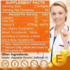 Vitamin E 1000IU Mixed Tocopherols Natural Antioxidant for Skin & Immune Support