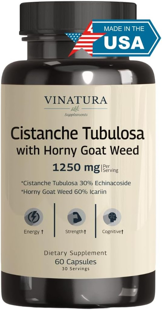 Cistanche with Horny Goat Weed 60% Icariin – 1250Mg per Serving, Cistanche Tubul