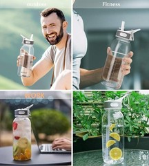 32oz tritan plastic sports water Bottle with Flip Top 33.8 Ounces, Clear