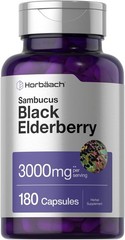 Horbäach Black Elderberry | 3000mg Capsules | 180 Count | Non-GMO, Gluten Free |