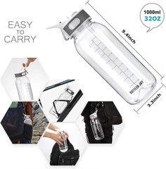 32oz tritan plastic sports water Bottle with Flip Top 33.8 Ounces, Clear