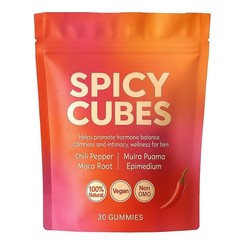 Spicy Cubes Hot Peach Gummies With Chili Pepper, Maca Root And Muira Puama Gummy