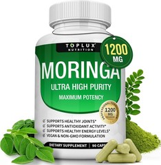 Toplux Moringa Capsules 1200mg–Pure Moringa Powder High Potency Leaf Extract