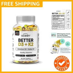 Better D3 + K2-100% Organic VIT D3 and K2 Supplements with Maximum Bioavailab…