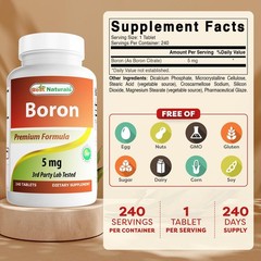Boron Supplements 5mg – 240 Tablets, Dual Pack for Bone & Joint Health