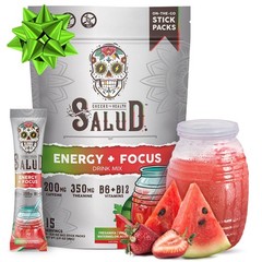 Salud 2-in-1 Energy Drink Powder + Focus, Strawberry Watermelon, Organic