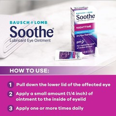 Bausch + Lomb Soothe Lubricant Eye Ointment Night Time – 0.13 oz, Pack of 6