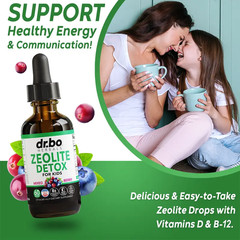 Dr. Bo Zeolite Detox Drops, Berry Flavor | Vit D & B12, Immune & Focus Boost, 60