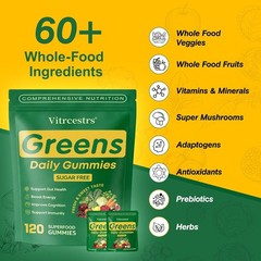 Greens Super-Food Daily Gummies Supplement Gut Health Energy Immunity Cognition