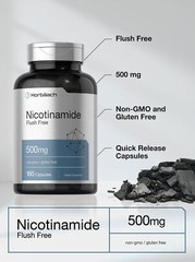 Nicotinamide 500mg | 180 Capsules | Non-GMO, Gluten Free | by Horbaach