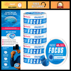 Focus Pouches – Sugar-Free Nootropic Blend with Alpha GPC & L-Theanine – 6 Pack,