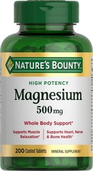 Nature’s Bounty Magnesium 500 mg Tablets, High Potency 200 Count (Pack of 1)