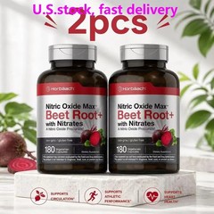 2 BOTTLES-Nitric Oxide Beet Root Capsules |With Nitrates |180 Count| by Horbaach