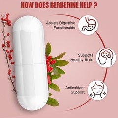 Premium Berberine HCL 1200mg Capsules -Cardiovascular Health Blood Sugar Support