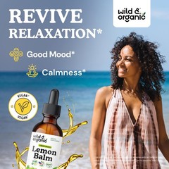 Wild & Organic Lemon Balm Drops – Relaxation 2 Fl Oz (Pack of 1), Brown