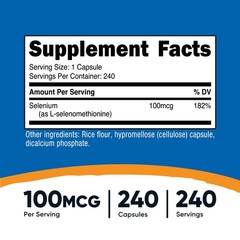Nutricost Selenium 100mcg, 240 Vegetarian Capsules