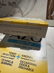 AZO Yeast Plus Dual Relief Multi Benefit Formula 60 Tablets (2 Pack) Exp 07/26