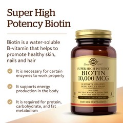 Solgar Biotin 10000 mcg Vegetable 120 Count (Pack of 1), Standard Packaging