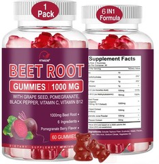 Organic Beet Root 60 Gummies Capsules for Circulation & Natural Energy Boost