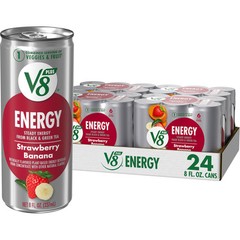 V8 +Energy Strawberry Banana Juice Energy Drink 8 fl oz Can 24 Pack