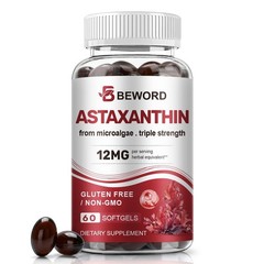 Astaxanthin 12mg with MCT Oil, 60 Softgels – Premium Antioxidant for Skin & Eye