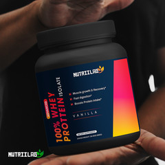 NutriiLab 100% Whey Isolate Protein Powder Vanilla Chocolate Lactose Free 24 Srv