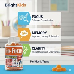 Brightkids Brain Supplements For Memory And Focus Omega 3 Dha Focus Gummies For