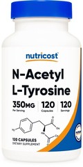 Nutricost N-Acetyl L-Tyrosine (NALT) 350mg, 120 Capsules – Gluten Free, Non-GMO