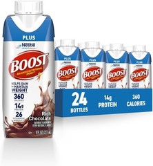 BOOST Plus Nutritional Drink, Rich Chocolate, 8 fl oz (Pack of 24)