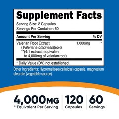 Nutricost Valerian Root Capsules 1000mg, 120 Caps – Gluten Free, Non-GMO