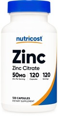 Nutricost Zinc Citrate (50 mg) 120 Capsules – Zinc Citrate Supplement, Vegan